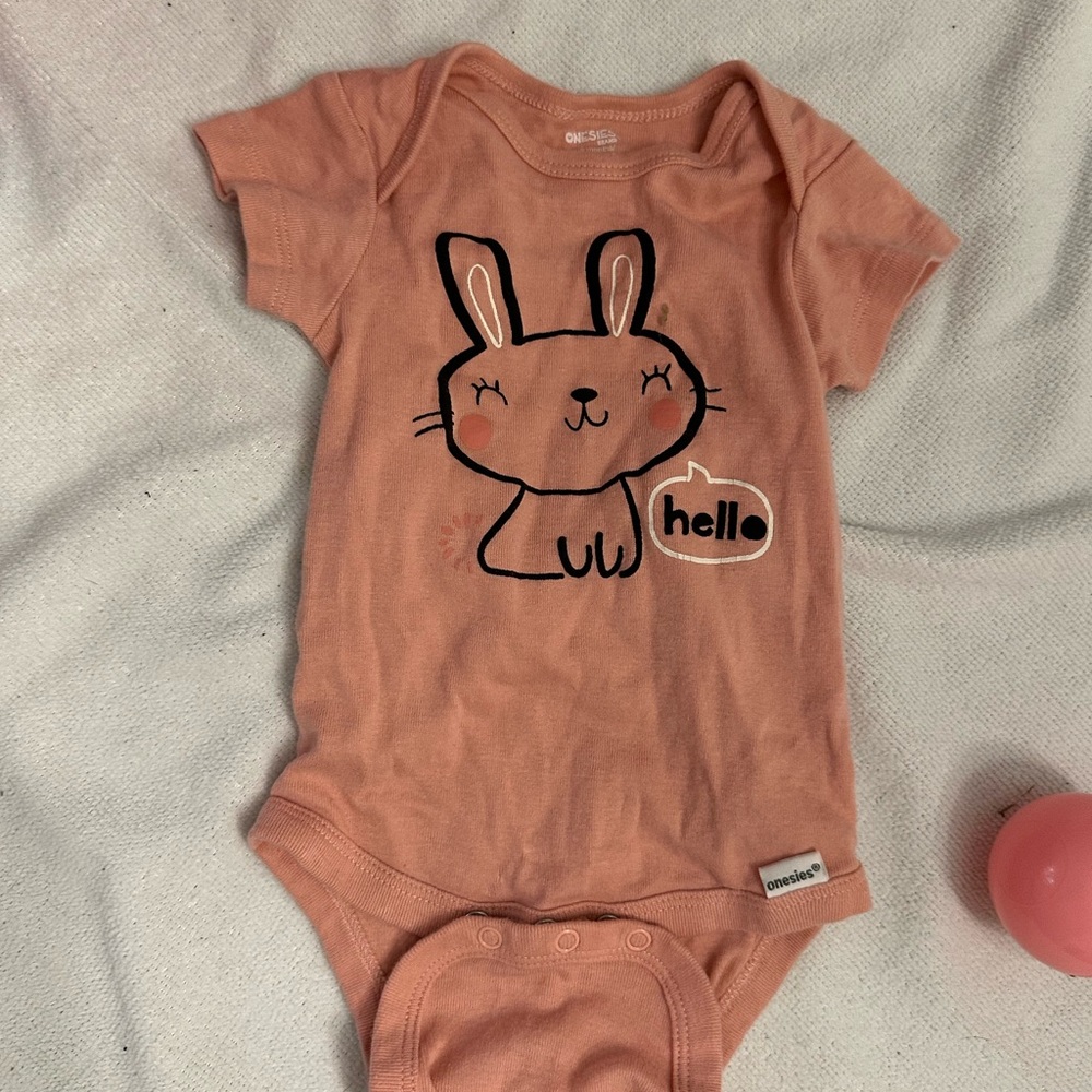 Pink Bunny Bodysuit with Minimalist Design